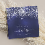 Cuaderno Guest book birthday navy blue silver glitter<br><div class="desc">A guestbook for a feminine and glamorous 21st (or any age) birthday party.  A stylish navy blue background with faux silver glitter dust. The blue color is uneven. Add your name,  age 21,  date</div>