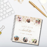 Cuaderno Guest book birthday white gold glitter name photo<br><div class="desc">A guestbook for a feminine and glamorous 21st (or any age) birthday party.  A stylish white background with dark faux gold glitter dust. Add your name,  age 21/text and 6 photos.</div>
