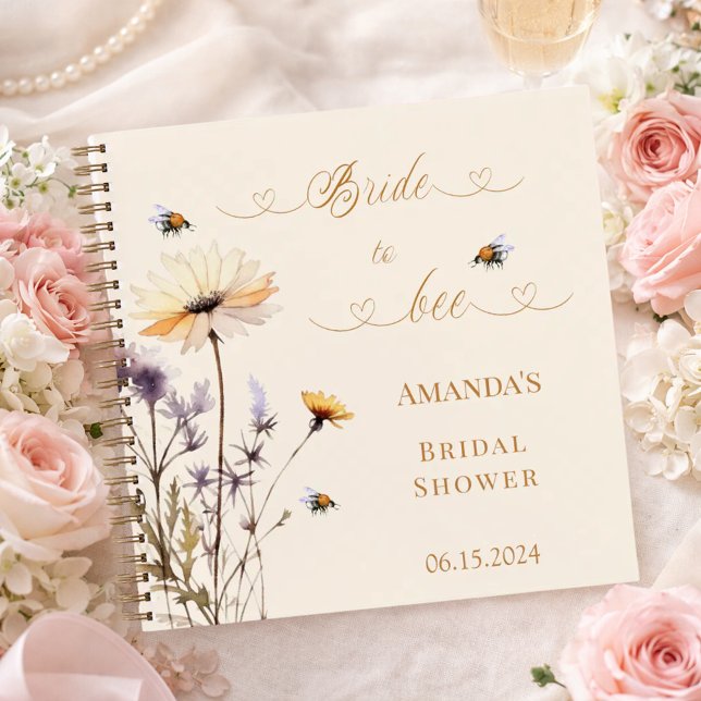 Cuaderno Guest book Bridal Shower wildflowers Bride to Bee (Subido por el creador)