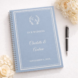 Cuaderno Guest Book dusty blue ivory monogrammed wedding