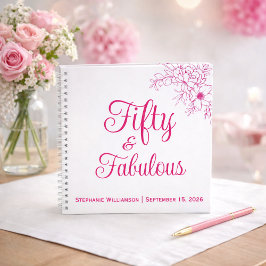 Cuaderno Guest Book Fifty and Fabulous Name Date Birthday