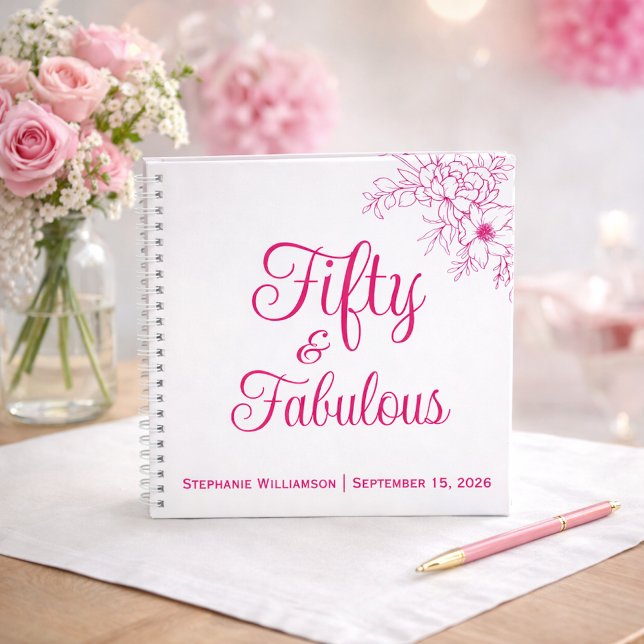 Cuaderno Guest Book Fifty and Fabulous Name Date Birthday (Subido por el creador)