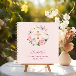 Cuaderno Guest book First Communion blush pink florals