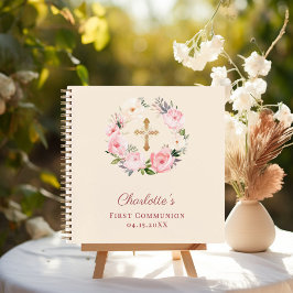 Cuaderno Guest book First Communion ivory blush pink floral