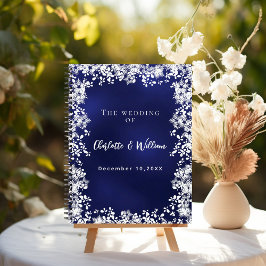 Cuaderno Guest book navy blue snowflakes wedding