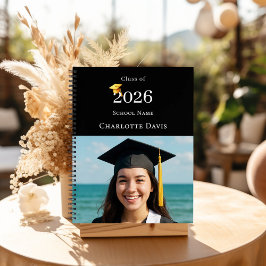 Cuaderno Guest Book Photo Modern Black Graduation Party
