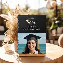 Cuaderno Guest Book Photo Modern Black Graduation Party