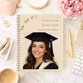 Cuaderno Guest book photo She Did it champagne Graduation