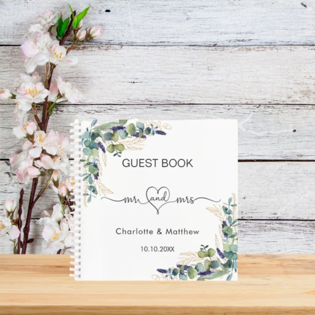 Cuaderno Guest book wedding eucalyptus greenery mr mrs (Subido por el creador)