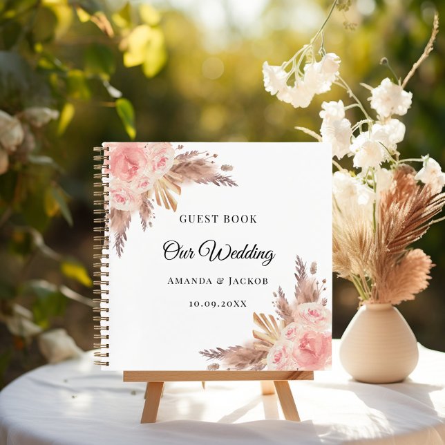 Cuaderno Guest Book Wedding pampas grass beige pink (Subido por el creador)
