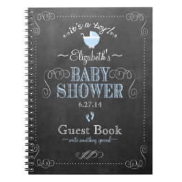 Cuaderno Guestbook azul de Baby Shower de la mirada de la