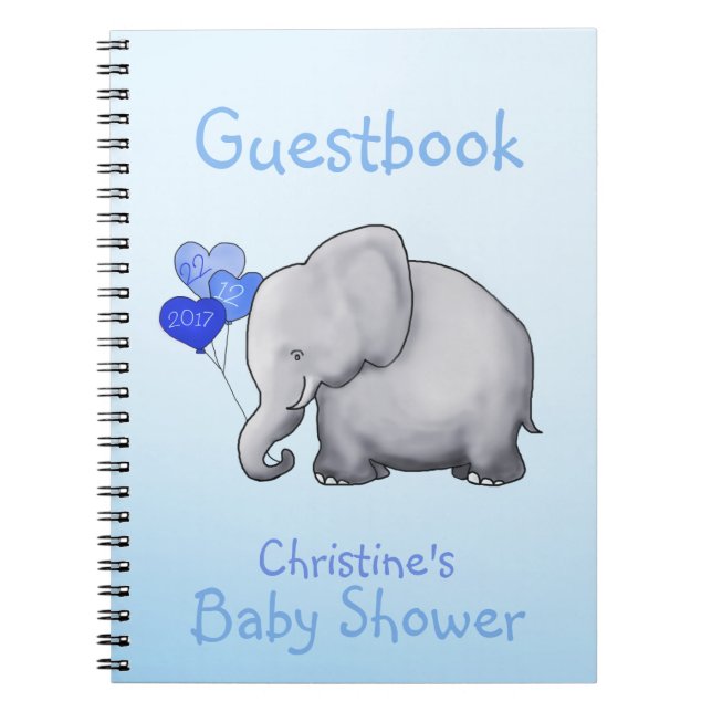 Cuaderno Guestbook azul lindo de Baby Shower del muchacho (Frente)