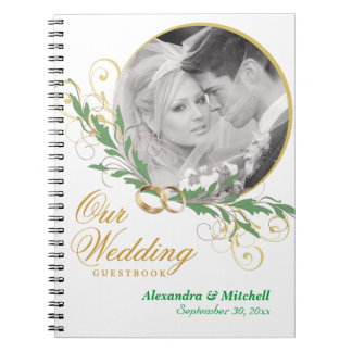 Cuaderno Guestbook blanco elegante de la boda con la foto