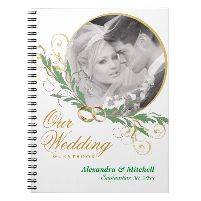 Cuaderno Guestbook blanco elegante de la boda con la foto (Frente)