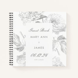 Cuaderno Guestbook boda Plata floral simple moderna