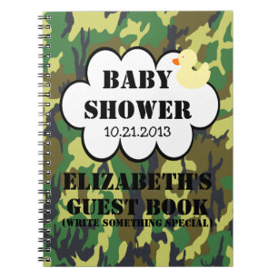 Cuaderno Guestbook de Baby Shower del camuflaje del