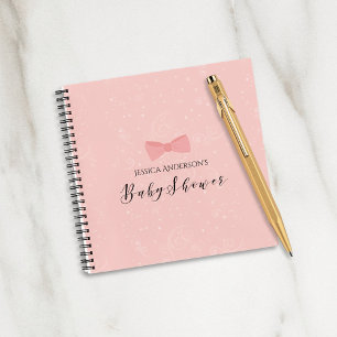 Cuaderno Guestbook de Baby Shower Simply Cute Pink Bow