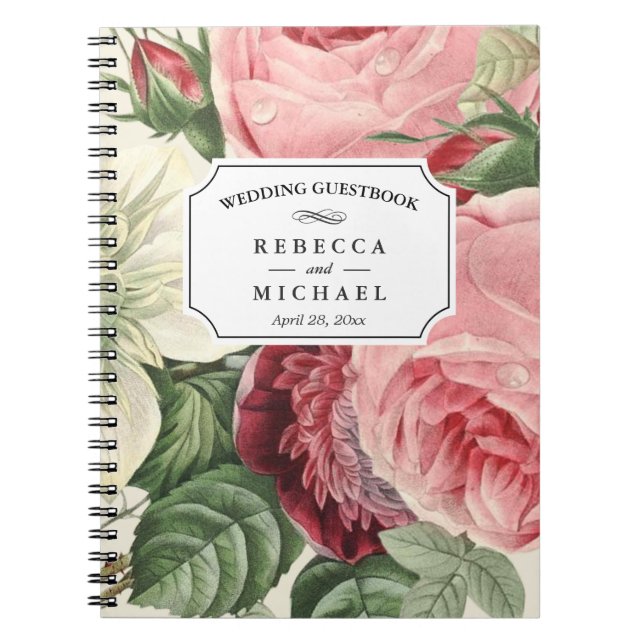 Cuaderno Guestbook de la boda - flores botánicas del (Frente)