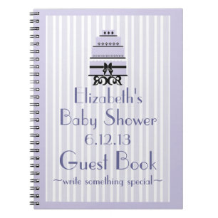Cuaderno Guestbook de la ducha del Torta-Bebé de la lavand
