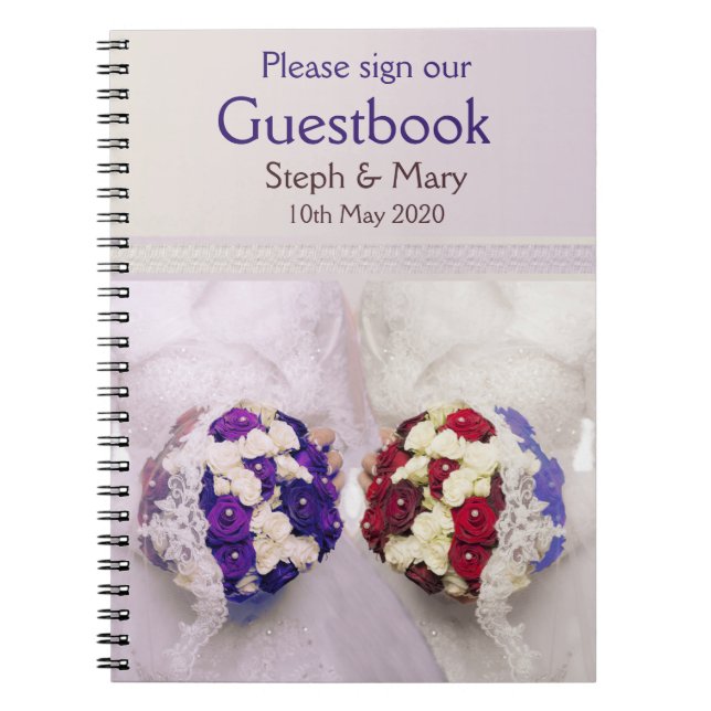 Cuaderno Guestbook de las novias del ramo para una boda (Frente)