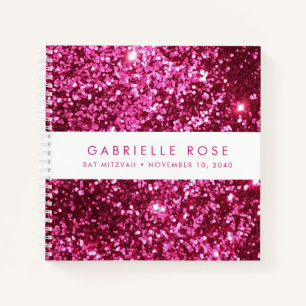 Cuaderno Guestbook del autógrafo de Pink Sparkles Bat Mitzv