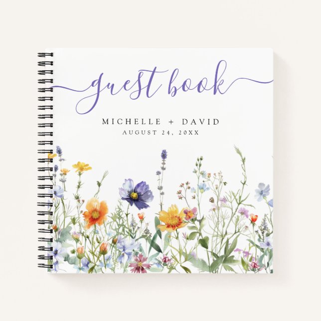 Cuaderno Guestbook del Boda de campo de flores silvestres (Anverso)