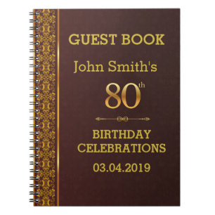 Cuaderno Guestbook del cumpleaños de la textura del cuero
