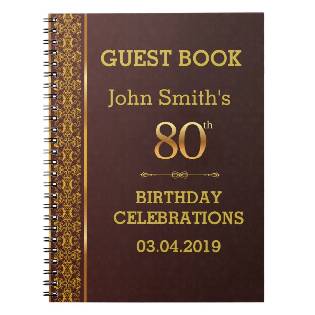 Cuaderno Guestbook del cumpleaños de la textura del cuero (Frente)