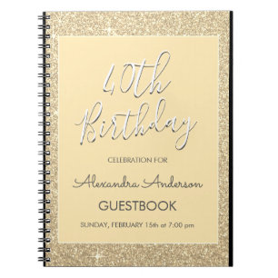 Cuaderno Guestbook del cumpleaños del purpurina de la