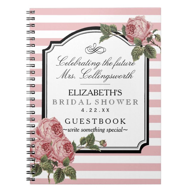 Cuaderno Guestbook nupcial femenino de la ducha de las (Frente)