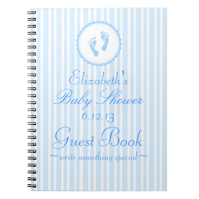 Cuaderno Guestbook rayado azul de la ducha de las huellas (Frente)