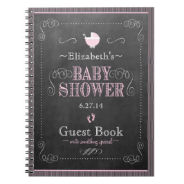 Cuaderno Guestbook rosado caprichoso de Baby Shower de la