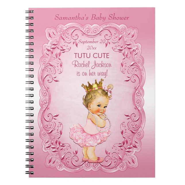 Cuaderno Guestbook rosado lindo de princesa Baby Shower del (Frente)