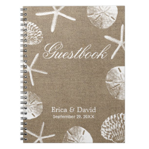 Cuaderno Guestbook rústico de la boda de playa de la