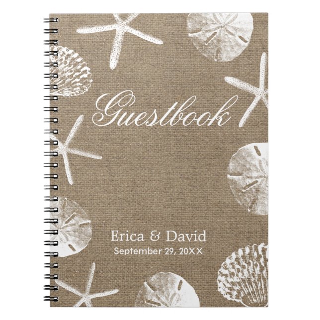 Cuaderno Guestbook rústico de la boda de playa de la (Frente)