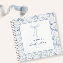 Cuaderno Guestbook Toile Blue Bow Bridal Shower