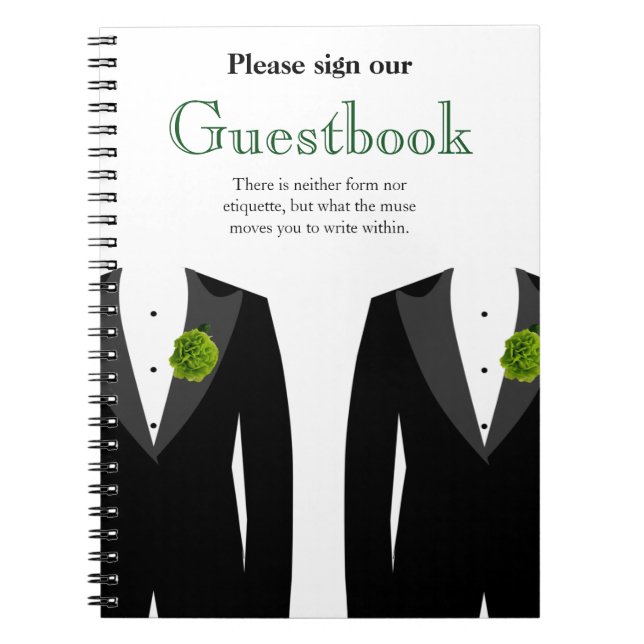 Cuaderno Guestbook verde del clavel para las huéspedes gay (Frente)
