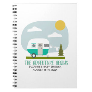 Cuaderno Guía Baby Shower de Adventure Turquoise Camper