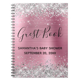 Cuaderno Guía Baby Shower de Relieve metalizado rosado Purp