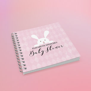 Cuaderno Guía Baby Shower para conejito blanco de diamantes