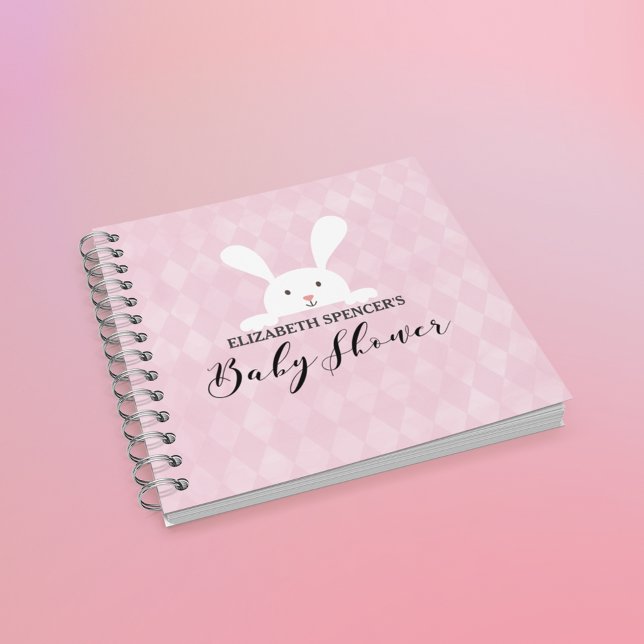 Cuaderno Guía Baby Shower para conejito blanco de diamantes (Subido por el creador)