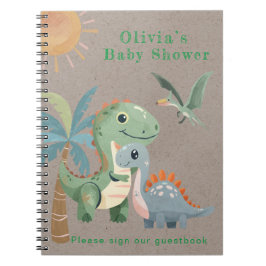 Cuaderno Guía de Baby Shower de Blue Green Dinosaur Boy