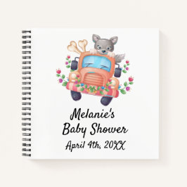 Cuaderno Guía de Baby Shower de Cute Gray Wolf