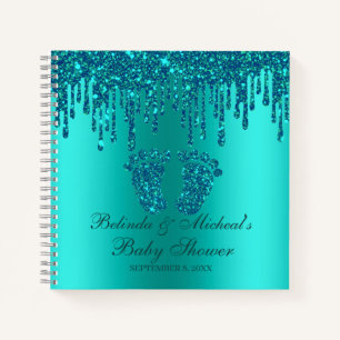 Cuaderno Guía de Baby Shower de pies Verde azulados por got
