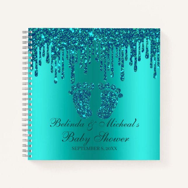 Cuaderno Guía de Baby Shower de pies Verde azulados por got (Anverso)