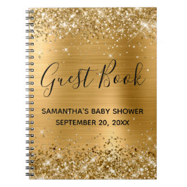 Cuaderno Guía de Baby Shower de Relieve metalizado dorado P