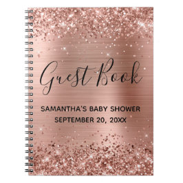Cuaderno Guía de Baby Shower de Rosa Purpurinoso Relieve me
