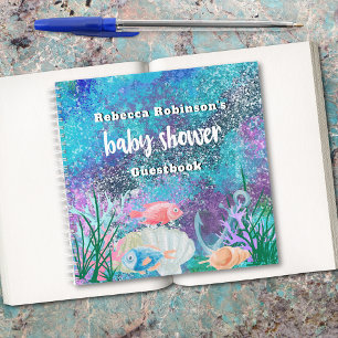 Cuaderno Guía de Baby Shower del Purpurina de acuarela náut