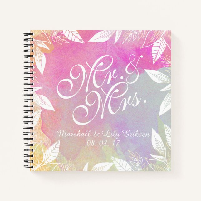 Cuaderno Guía de Boda de acuarela personalizada (Anverso)