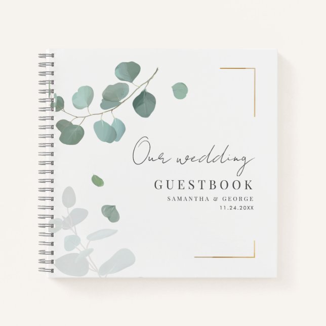 Cuaderno Guía de Bodas de Eucalyptus Watercolor (Anverso)